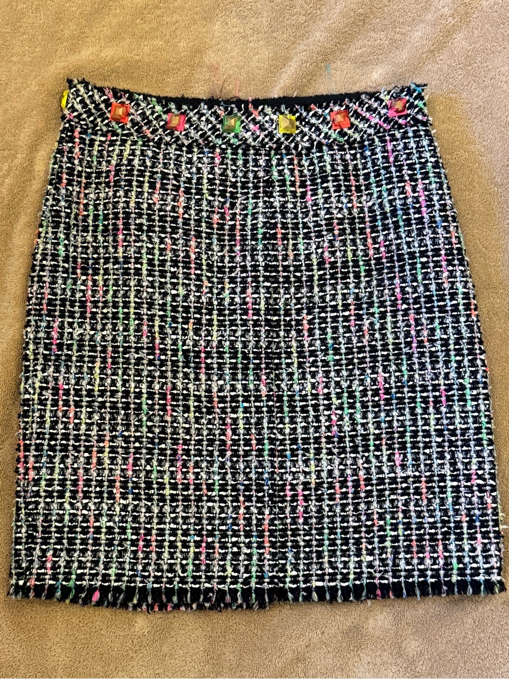 Rare Marc Jacobs NWOT Fluo Tweed Skirt Size 12 Embellished Jewel Waist